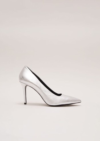 Phase Eight Silver Leather Pointed Courts Heels Silver Canada | PDLQWE-182